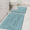 imageHVERSAILTEX Extra Thick Chenille Plush Pattern Bath Rugs for Bathroom Non Slip  Soft Plush Shaggy Bath Mats for Bathroom Floor Indoor Mats Rugs for Entryway Dark Grey 32 x 20 Plus 24 x 17 InchesAqua Haze