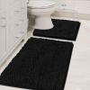 imageHVERSAILTEX Extra Thick Chenille Plush Pattern Bath Rugs for Bathroom Non Slip  Soft Plush Shaggy Bath Mats for Bathroom Floor Indoor Mats Rugs for Entryway Dark Grey 32 x 20 Plus 24 x 17 InchesBlack
