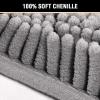 imageHVERSAILTEX Extra Thick Chenille Plush Pattern Bath Rugs for Bathroom Non Slip  Soft Plush Shaggy Bath Mats for Bathroom Floor Indoor Mats Rugs for Entryway Dark Grey 32 x 20 Plus 24 x 17 InchesGrey