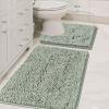 imageHVERSAILTEX Extra Thick Chenille Plush Pattern Bath Rugs for Bathroom Non Slip  Soft Plush Shaggy Bath Mats for Bathroom Floor Indoor Mats Rugs for Entryway Dark Grey 32 x 20 Plus 24 x 17 InchesSage