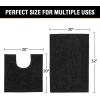 imageHVERSAILTEX Extra Thick Chenille Plush Pattern Bath Rugs for Bathroom Non Slip  Soft Plush Shaggy Bath Mats for Bathroom Floor Indoor Mats Rugs for Entryway Dark Grey 32 x 20 Plus 24 x 17 InchesBlack
