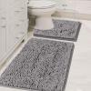 imageHVERSAILTEX Extra Thick Chenille Plush Pattern Bath Rugs for Bathroom Non Slip  Soft Plush Shaggy Bath Mats for Bathroom Floor Indoor Mats Rugs for Entryway Dark Grey 32 x 20 Plus 24 x 17 InchesGrey