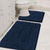 imageHVERSAILTEX Extra Thick Chenille Plush Pattern Bath Rugs for Bathroom Non Slip  Soft Plush Shaggy Bath Mats for Bathroom Floor Indoor Mats Rugs for Entryway Dark Grey 32 x 20 Plus 24 x 17 InchesNavy