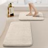 imageHVERSAILTEX Memory Foam Bath Mat 17x24 Extra Soft and Absorbent Bathroom Mats Non Slip Washable Carpet for Floor Shower and Tub BlackIvory