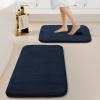 imageHVERSAILTEX Memory Foam Bath Mat 17x24 Extra Soft and Absorbent Bathroom Mats Non Slip Washable Carpet for Floor Shower and Tub BlackNavy Blue
