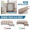 imageHVERSAILTEX Sectional Couch Covers 1 Piece Chaise Slipcover L Shape Separate Cushion Couch Cover for Both LeftRight Sectional Couch Seat Only 1 Chaises IvorySand