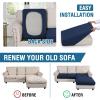 imageHVERSAILTEX Sectional Couch Covers 1 Piece Chaise Slipcover L Shape Separate Cushion Couch Cover for Both LeftRight Sectional Couch Seat Only 1 Chaises IvoryNavy