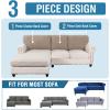 imageHVERSAILTEX Sectional Couch Covers 1 Piece Chaise Slipcover L Shape Separate Cushion Couch Cover for Both LeftRight Sectional Couch Seat Only 1 Chaises IvorySand