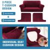imageHVERSAILTEX Sofa Cover 4 Piece T Cushion Sofa Slipcovers Couch Cover Furniture Protector Stretch T Cushion Sofa Covers for 3 Cushion Couch with 3 Individual T Cushion Covers IvoryBurgundy