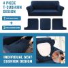 imageHVERSAILTEX Sofa Cover 4 Piece T Cushion Sofa Slipcovers Couch Cover Furniture Protector Stretch T Cushion Sofa Covers for 3 Cushion Couch with 3 Individual T Cushion Covers IvoryNavy