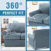 imageHVERSAILTEX Sofa Cover 4 Piece T Cushion Sofa Slipcovers Couch Cover Furniture Protector Stretch T Cushion Sofa Covers for 3 Cushion Couch with 3 Individual T Cushion Covers IvoryStone Blue