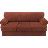 imageHVERSAILTEX Sofa Cover 4 Piece T Cushion Sofa Slipcovers Couch Cover Furniture Protector Stretch T Cushion Sofa Covers for 3 Cushion Couch with 3 Individual T Cushion Covers IvoryRust