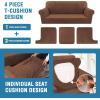 imageHVERSAILTEX Sofa Cover 4 Piece T Cushion Sofa Slipcovers Couch Cover Furniture Protector Stretch T Cushion Sofa Covers for 3 Cushion Couch with 3 Individual T Cushion Covers IvoryCaramel