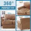 imageHVERSAILTEX Sofa Cover 4 Piece T Cushion Sofa Slipcovers Couch Cover Furniture Protector Stretch T Cushion Sofa Covers for 3 Cushion Couch with 3 Individual T Cushion Covers IvoryCamel