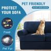 imageHVERSAILTEX Sofa Cover 4 Piece T Cushion Sofa Slipcovers Couch Cover Furniture Protector Stretch T Cushion Sofa Covers for 3 Cushion Couch with 3 Individual T Cushion Covers IvoryNavy