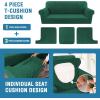 imageHVERSAILTEX Sofa Cover 4 Piece T Cushion Sofa Slipcovers Couch Cover Furniture Protector Stretch T Cushion Sofa Covers for 3 Cushion Couch with 3 Individual T Cushion Covers IvoryGreen