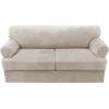imageHVERSAILTEX Sofa Cover 4 Piece T Cushion Sofa Slipcovers Couch Cover Furniture Protector Stretch T Cushion Sofa Covers for 3 Cushion Couch with 3 Individual T Cushion Covers IvoryOatmeal
