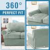imageHVERSAILTEX Sofa Cover 4 Piece T Cushion Sofa Slipcovers Couch Cover Furniture Protector Stretch T Cushion Sofa Covers for 3 Cushion Couch with 3 Individual T Cushion Covers IvorySea Grass