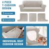 imageHVERSAILTEX Sofa Cover 4 Piece T Cushion Sofa Slipcovers Couch Cover Furniture Protector Stretch T Cushion Sofa Covers for 3 Cushion Couch with 3 Individual T Cushion Covers IvoryOatmeal