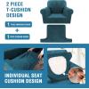 imageHVERSAILTEX Sofa Cover 4 Piece T Cushion Sofa Slipcovers Couch Cover Furniture Protector Stretch T Cushion Sofa Covers for 3 Cushion Couch with 3 Individual T Cushion Covers IvoryDeep Teal