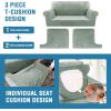 imageHVERSAILTEX Sofa Cover 4 Piece T Cushion Sofa Slipcovers Couch Cover Furniture Protector Stretch T Cushion Sofa Covers for 3 Cushion Couch with 3 Individual T Cushion Covers IvorySea Grass