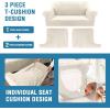 imageHVERSAILTEX Sofa Cover 4 Piece T Cushion Sofa Slipcovers Couch Cover Furniture Protector Stretch T Cushion Sofa Covers for 3 Cushion Couch with 3 Individual T Cushion Covers IvoryIvory