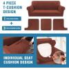 imageHVERSAILTEX Sofa Cover 4 Piece T Cushion Sofa Slipcovers Couch Cover Furniture Protector Stretch T Cushion Sofa Covers for 3 Cushion Couch with 3 Individual T Cushion Covers IvoryRust