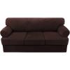imageHVERSAILTEX Sofa Cover 4 Piece T Cushion Sofa Slipcovers Couch Cover Furniture Protector Stretch T Cushion Sofa Covers for 3 Cushion Couch with 3 Individual T Cushion Covers IvoryBrown