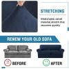 imageHVERSAILTEX Sofa Cover 4 Piece T Cushion Sofa Slipcovers Couch Cover Furniture Protector Stretch T Cushion Sofa Covers for 3 Cushion Couch with 3 Individual T Cushion Covers IvoryNavy