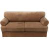 imageHVERSAILTEX Sofa Cover 4 Piece T Cushion Sofa Slipcovers Couch Cover Furniture Protector Stretch T Cushion Sofa Covers for 3 Cushion Couch with 3 Individual T Cushion Covers IvoryCamel