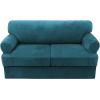 imageHVERSAILTEX Sofa Cover 4 Piece T Cushion Sofa Slipcovers Couch Cover Furniture Protector Stretch T Cushion Sofa Covers for 3 Cushion Couch with 3 Individual T Cushion Covers IvoryDeep Teal