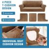 imageHVERSAILTEX Sofa Cover 4 Piece T Cushion Sofa Slipcovers Couch Cover Furniture Protector Stretch T Cushion Sofa Covers for 3 Cushion Couch with 3 Individual T Cushion Covers IvoryCamel