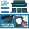 imageHVERSAILTEX Sofa Cover 4 Piece T Cushion Sofa Slipcovers Couch Cover Furniture Protector Stretch T Cushion Sofa Covers for 3 Cushion Couch with 3 Individual T Cushion Covers IvoryDeep Teal