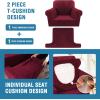 imageHVERSAILTEX Sofa Cover 4 Piece T Cushion Sofa Slipcovers Couch Cover Furniture Protector Stretch T Cushion Sofa Covers for 3 Cushion Couch with 3 Individual T Cushion Covers IvoryBurgundy