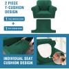 imageHVERSAILTEX Sofa Cover 4 Piece T Cushion Sofa Slipcovers Couch Cover Furniture Protector Stretch T Cushion Sofa Covers for 3 Cushion Couch with 3 Individual T Cushion Covers IvoryGreen