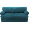 imageHVERSAILTEX Sofa Cover 4 Piece T Cushion Sofa Slipcovers Couch Cover Furniture Protector Stretch T Cushion Sofa Covers for 3 Cushion Couch with 3 Individual T Cushion Covers IvoryDeep Teal