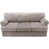 imageHVERSAILTEX Sofa Cover 4 Piece T Cushion Sofa Slipcovers Couch Cover Furniture Protector Stretch T Cushion Sofa Covers for 3 Cushion Couch with 3 Individual T Cushion Covers IvoryTaupe
