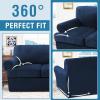 imageHVERSAILTEX Sofa Cover 4 Piece T Cushion Sofa Slipcovers Couch Cover Furniture Protector Stretch T Cushion Sofa Covers for 3 Cushion Couch with 3 Individual T Cushion Covers IvoryNavy