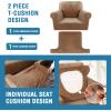 imageHVERSAILTEX Sofa Cover 4 Piece T Cushion Sofa Slipcovers Couch Cover Furniture Protector Stretch T Cushion Sofa Covers for 3 Cushion Couch with 3 Individual T Cushion Covers IvoryCamel