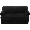 imageHVERSAILTEX Sofa Cover 4 Piece T Cushion Sofa Slipcovers Couch Cover Furniture Protector Stretch T Cushion Sofa Covers for 3 Cushion Couch with 3 Individual T Cushion Covers IvoryBlack