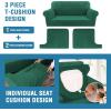 imageHVERSAILTEX Sofa Cover 4 Piece T Cushion Sofa Slipcovers Couch Cover Furniture Protector Stretch T Cushion Sofa Covers for 3 Cushion Couch with 3 Individual T Cushion Covers IvoryGreen
