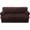 imageHVERSAILTEX Sofa Cover 4 Piece T Cushion Sofa Slipcovers Couch Cover Furniture Protector Stretch T Cushion Sofa Covers for 3 Cushion Couch with 3 Individual T Cushion Covers IvoryBrown