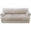 imageHVERSAILTEX Sofa Cover 4 Piece T Cushion Sofa Slipcovers Couch Cover Furniture Protector Stretch T Cushion Sofa Covers for 3 Cushion Couch with 3 Individual T Cushion Covers IvoryOatmeal