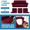 imageHVERSAILTEX Sofa Cover 4 Piece T Cushion Sofa Slipcovers Couch Cover Furniture Protector Stretch T Cushion Sofa Covers for 3 Cushion Couch with 3 Individual T Cushion Covers IvoryBurgundy