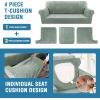 imageHVERSAILTEX Sofa Cover 4 Piece T Cushion Sofa Slipcovers Couch Cover Furniture Protector Stretch T Cushion Sofa Covers for 3 Cushion Couch with 3 Individual T Cushion Covers IvorySea Grass