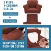 imageHVERSAILTEX Sofa Cover 4 Piece T Cushion Sofa Slipcovers Couch Cover Furniture Protector Stretch T Cushion Sofa Covers for 3 Cushion Couch with 3 Individual T Cushion Covers IvoryRust