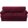 imageHVERSAILTEX Sofa Cover 4 Piece T Cushion Sofa Slipcovers Couch Cover Furniture Protector Stretch T Cushion Sofa Covers for 3 Cushion Couch with 3 Individual T Cushion Covers IvoryBurgundy