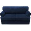 imageHVERSAILTEX Sofa Cover 4 Piece T Cushion Sofa Slipcovers Couch Cover Furniture Protector Stretch T Cushion Sofa Covers for 3 Cushion Couch with 3 Individual T Cushion Covers IvoryNavy