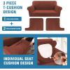 imageHVERSAILTEX Sofa Cover 4 Piece T Cushion Sofa Slipcovers Couch Cover Furniture Protector Stretch T Cushion Sofa Covers for 3 Cushion Couch with 3 Individual T Cushion Covers IvoryRust