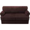 imageHVERSAILTEX Sofa Cover 4 Piece T Cushion Sofa Slipcovers Couch Cover Furniture Protector Stretch T Cushion Sofa Covers for 3 Cushion Couch with 3 Individual T Cushion Covers IvoryBrown